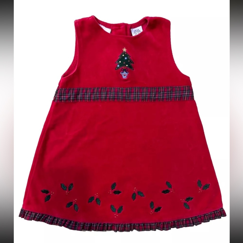 First Impressions  Holiday Baby Girl Ruffled Dress Scarlet Size 24M